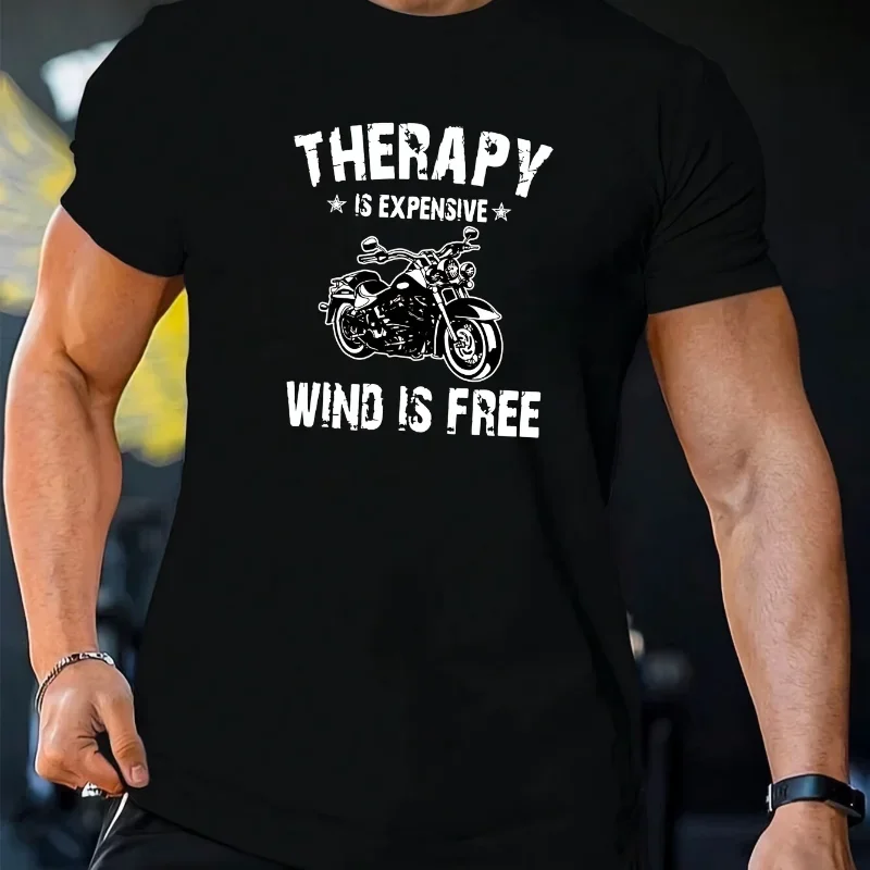 Tee Graphic Print - เสื้อยืดลายกราฟิกมอเตอร์ไซค์สำหรับผู้ชาย ดีไซน์แขนสั้นสไตล์ลำลองสุดๆ เหมาะสำหรับการผจญภัยขี่มอเตอร์ไซค์ในฤดูร้อน พร้อมลายพิมพ์สีสันสดใส