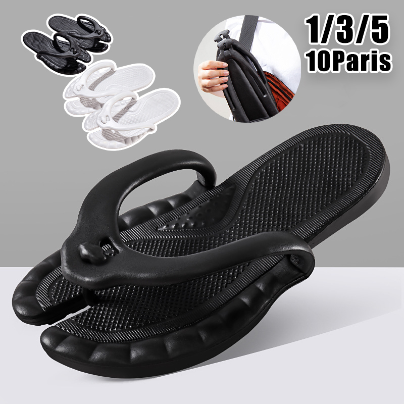 Flip Flop Leather Men - รองเท้าแตะเดินทางขนาดกะทัดรัดผู้หญิงผู้ชายรองเท้าแตะน้ําหนักเบาแบบพับได้ชายหาดในร่มรองเท้าแตะกลางแจ้งลื่นแห้งเร็วสระว่ายน้ําโรงแรม