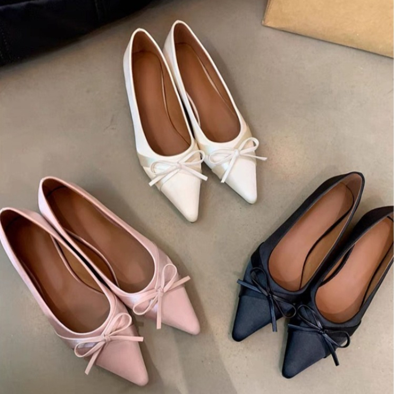 Espadrille Slip On - รองเท้าแตะแฟชั่นผ้าชีฟองสไตล์ใหม่สำหรับฤดูร้อน ประดับโบว์หวานๆ สวมใส่สบาย เหมาะสำหรับใส่กลางแจ้ง ปี 2026
