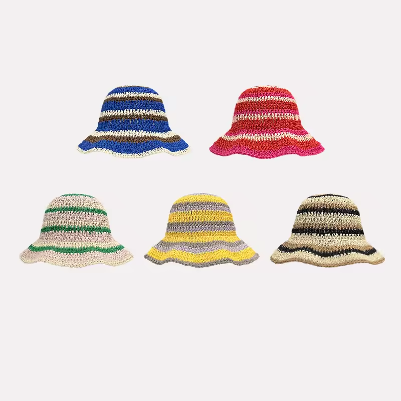 Topi Bucket ถักลายทางสำหรับผู้ - Bucket Hat Straw บทวิจารณ์และราคา