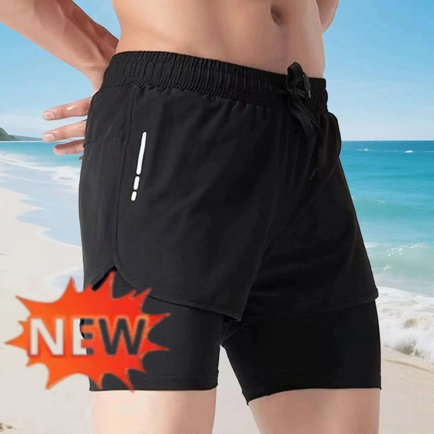 กางเกงว่ายน้ำชายแบบ 2-in-1 แห้ - Swim Trunk Quick Dry บทวิจารณ์และราคา
