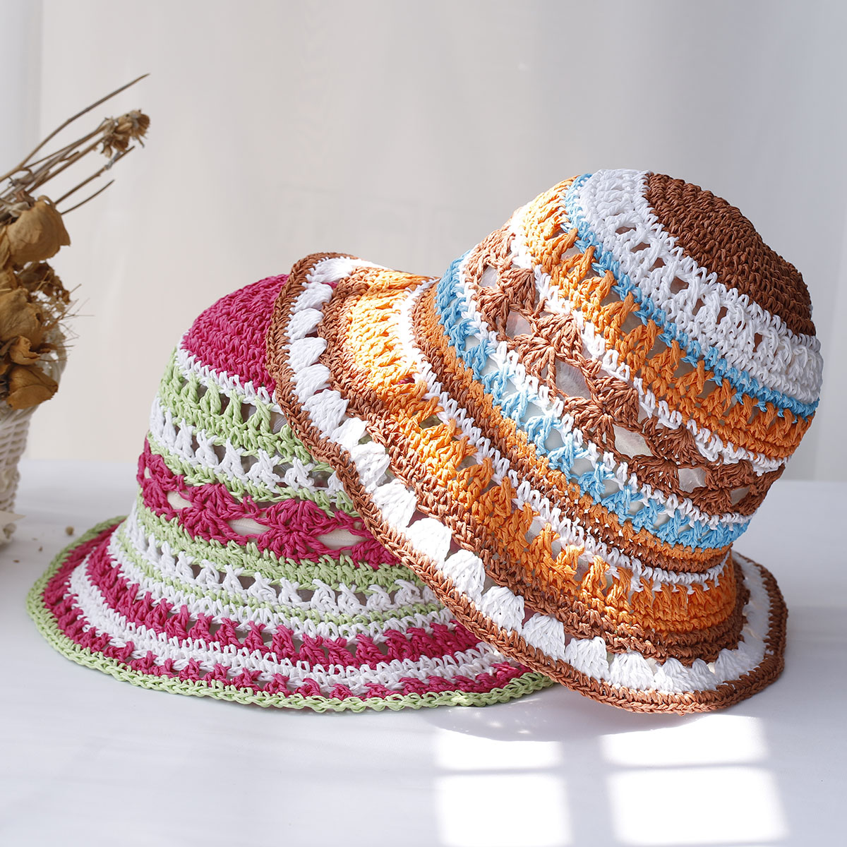 หมวกผู้หญิงหมวกถักลาย Topi Buc - Bucket Hat Straw บทวิจารณ์และราคา