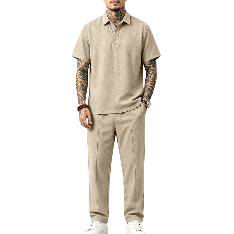 ชุดโปโลชาย 2 ชิ้น เสื้อโปโลแขน - Short Linen Drawstring บทวิจารณ์และราคา
