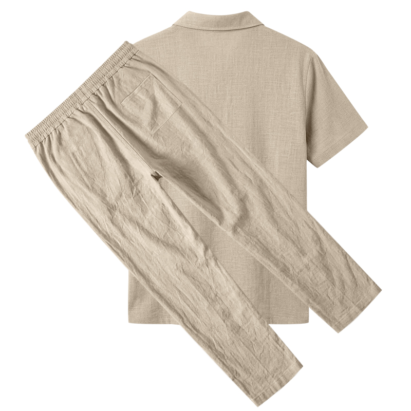ชุดโปโลชาย 2 ชิ้น เสื้อโปโลแขน - Short Linen Drawstring บทวิจารณ์และราคา