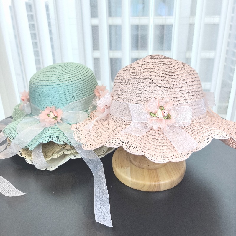 หมวกฟางเด็กผู้หญิง 2 ชิ้น สีพื - Bucket Hat Straw บทวิจารณ์และราคา